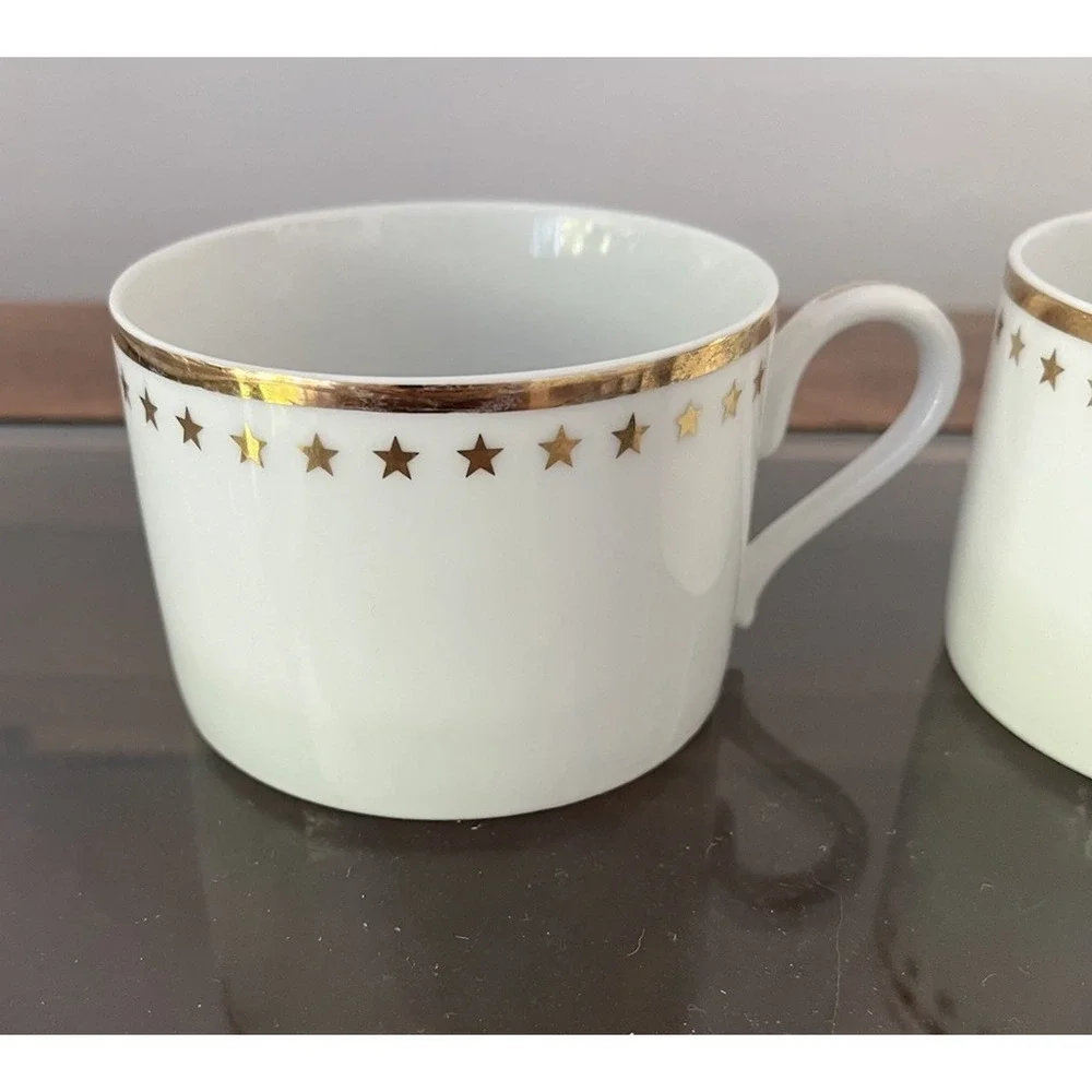 Pottery Barn New Traditions Gold Star Coffee Mug Tea Cup Vintage y2k 90s Galaxy